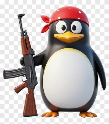 Cartoon Penguin Holding A Gun PNG