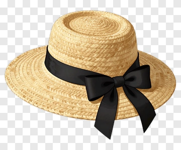 Straw Hat With Black Ribbon PNG