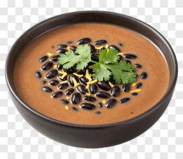 Bowl Of Black Bean Soup With Cilantro PNG