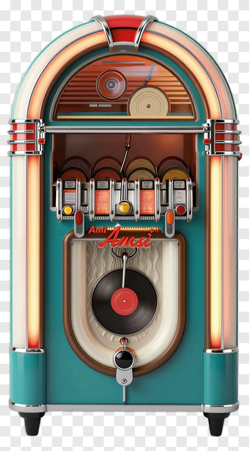 Vintage Jukebox With A Vinyl Record PNG