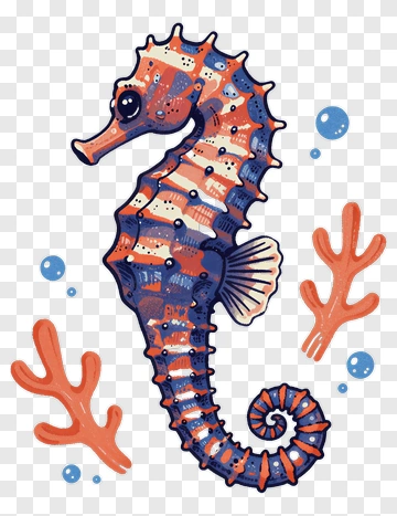 Colorful Seahorse With Coral PNG