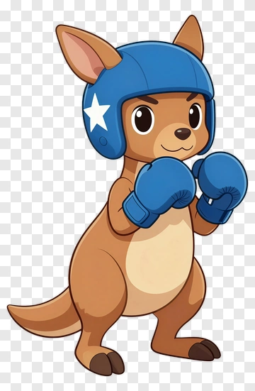 Cartoon Kangaroo Wearing Boxing Gloves PNG