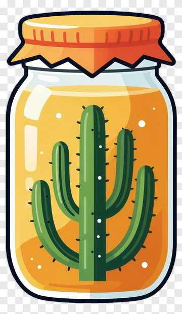 Cartoon Cactus In A Jar PNG
