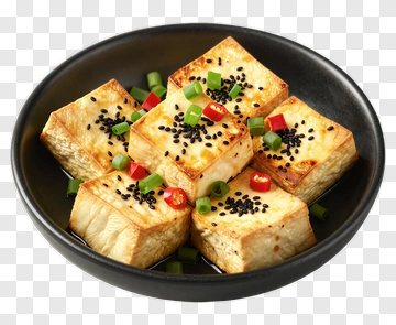 Tofu With Green Onions And Chili Peppers PNG