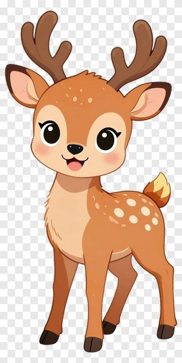 Cartoon Deer With Antlers PNG