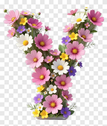 Floral Letter Y Decoration PNG