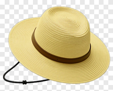 Straw Hat With Brown Band PNG