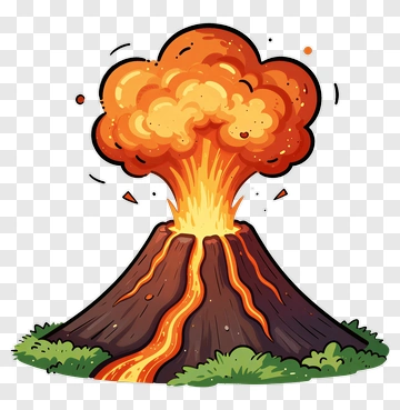 Cartoon Volcano Erupting With Lava PNG