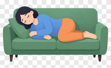 Woman Sleeping On A Green Couch PNG