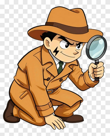 Cartoon Detective Holding A Magnifying Glass PNG