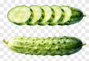 Watercolor Cucumber And Slices PNG