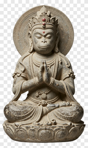 Meditating Stone Statue Of A Deity PNG