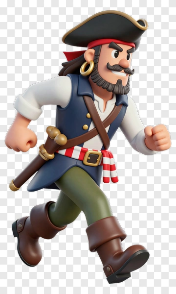 3D Pirate Running PNG