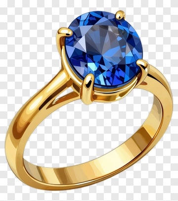 Gold Ring With Blue Gemstone PNG