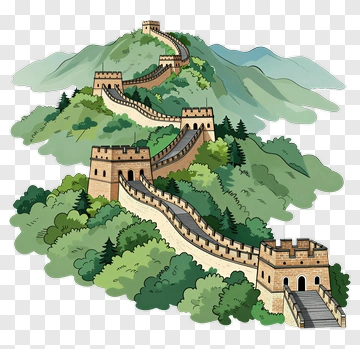 Great Wall Of China In A Mountainous Landscape PNG