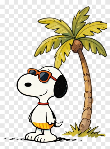 Cartoon Dog Wearing Sunglasses By A Palm Tree PNG