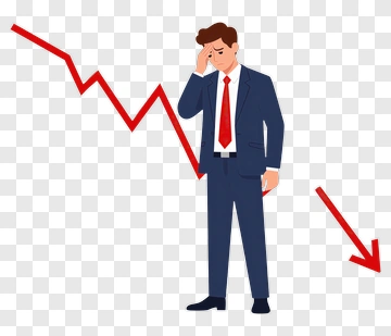 Businessman Looking Concerned About Declining Graph PNG