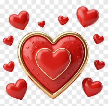 Colorful Heart Decoration With Smaller Hearts PNG