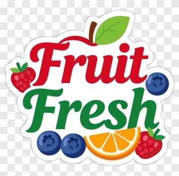 Fruit Fresh Logo With Berries And Orange Slice PNG