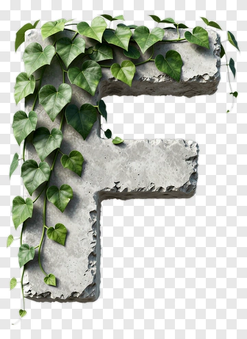 Concrete Letter F Covered In Ivy PNG