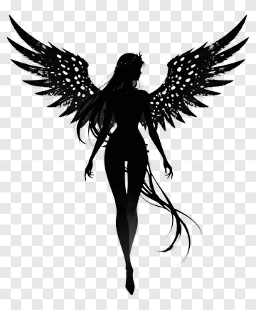 Silhouette Of A Winged Woman PNG