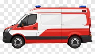 Ambulance Vehicle With Red And White Design PNG
