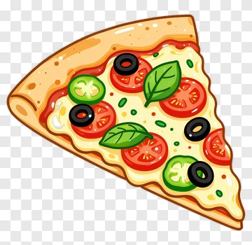 Cartoon Pizza Slice With Toppings PNG