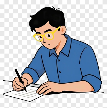 Student Writing On Paper PNG