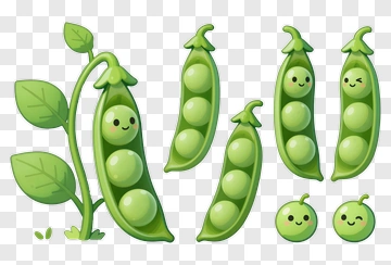 Cartoon Peas In A Pod With Smiling Faces PNG