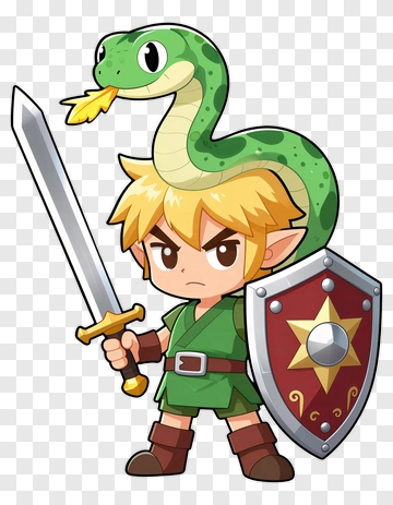 Cartoon Character Holding A Sword And Shield PNG
