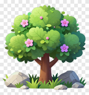Colorful Tree With Flowers PNG