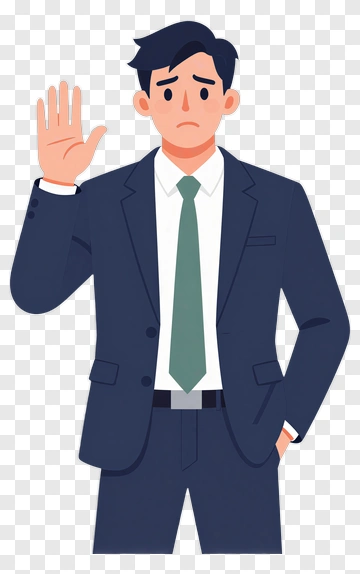Cartoon Businessman Gesturing With Hand Raised PNG