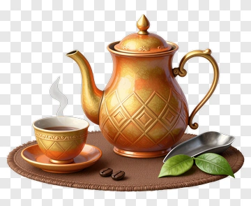 Teapot And Cup With Steam PNG
