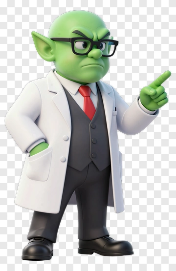 Cartoon Scientist Character Pointing PNG