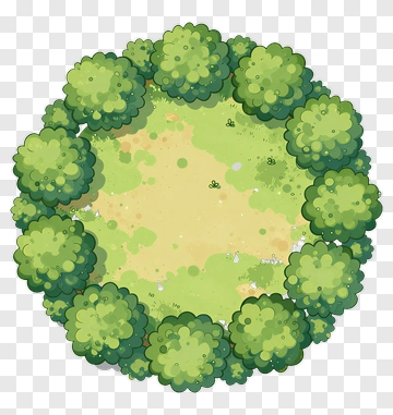 Cartoon Forest Clearing Surrounded By Bushes PNG