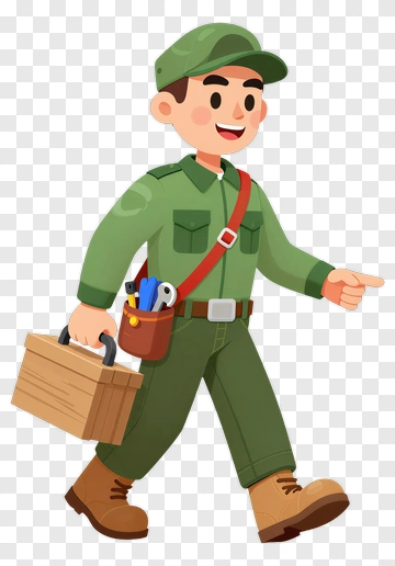 Cartoon Mechanic Walking With A Toolbox PNG