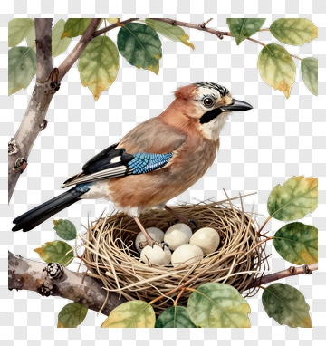 Bird Sitting In A Nest With Eggs PNG