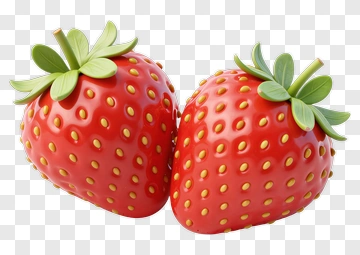 3D Red Strawberries PNG