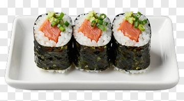 Sushi Rolls With Salmon And Green Onions PNG