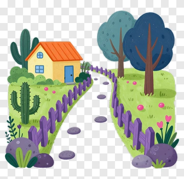 Colorful House With Garden Pathway PNG
