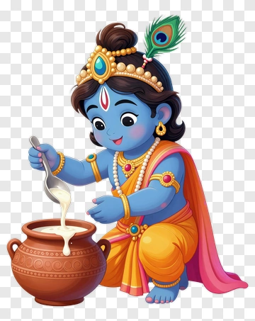 Cartoon Krishna Holding A Pot Of Butter PNG