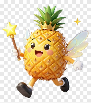 Cartoon Pineapple Fairy Holding A Magic Wand PNG