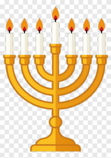 Golden Menorah With Lit Candles PNG