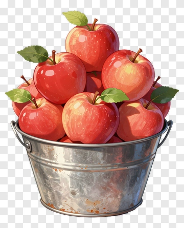 Bucket Of Red Apples PNG