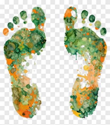 Colorful Watercolor Footprints PNG