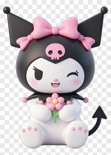 Cute Cartoon Character Holding A Flower PNG