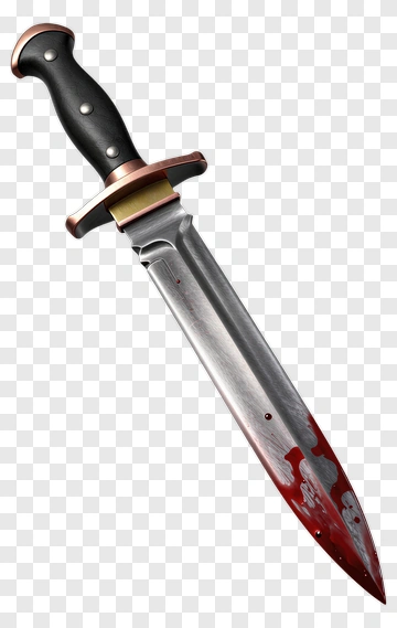 Bloodied Dagger With Black Handle PNG