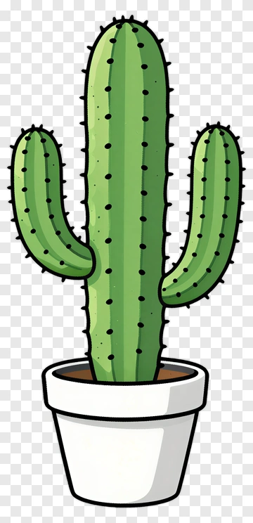 Cartoon Cactus In A Pot PNG