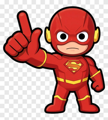 Cartoon Superhero Pointing Up PNG
