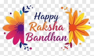 Happy Raksha Bandhan With Colorful Flowers PNG